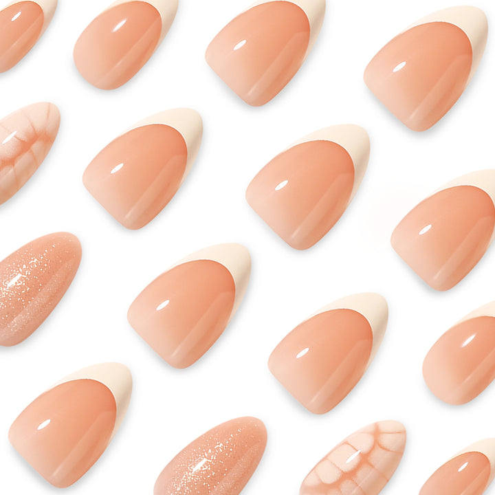Artful nail extensions with shimmering glitter and unique design Bowlift