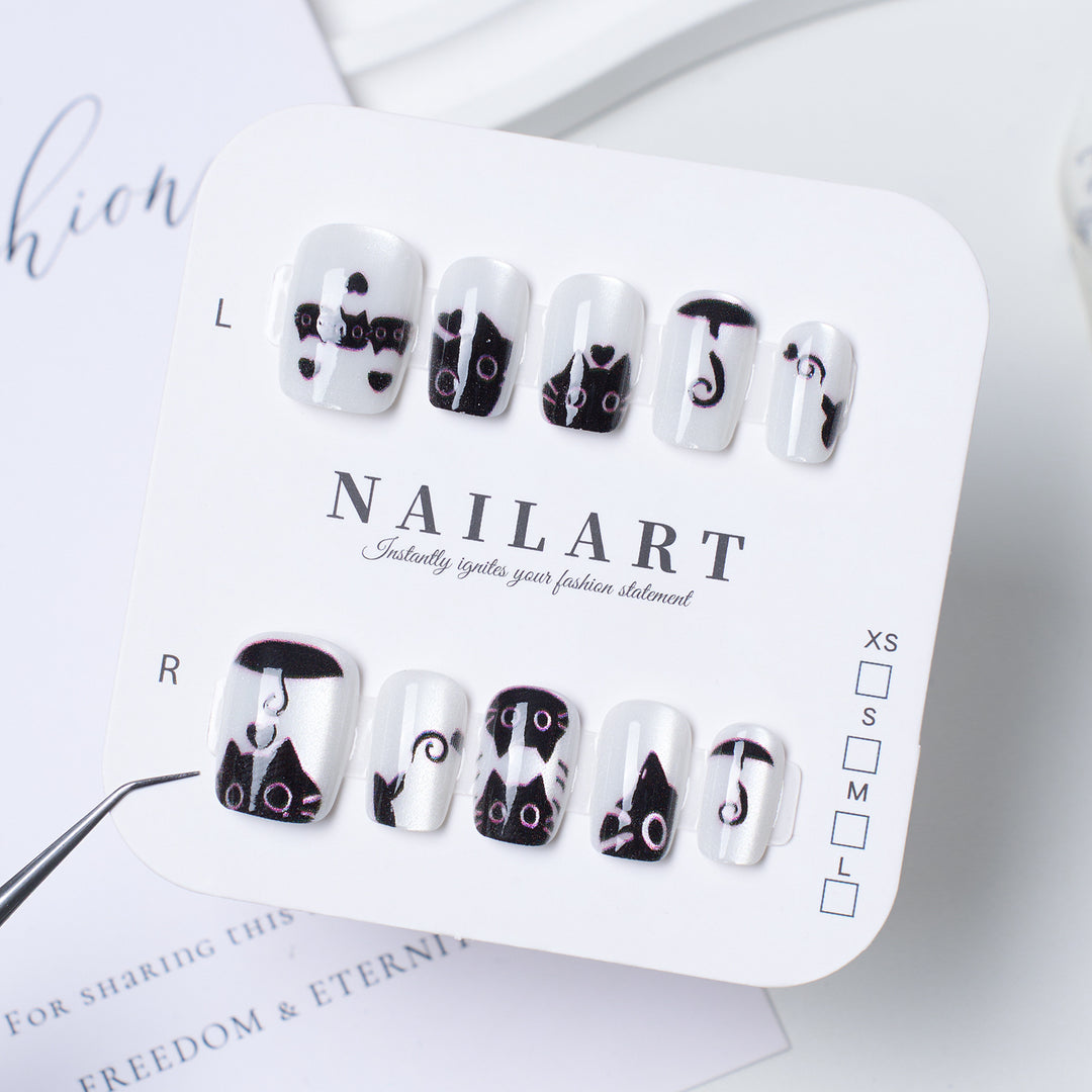 Artistic Animal-Themed Press-On Nail Set Bowlift