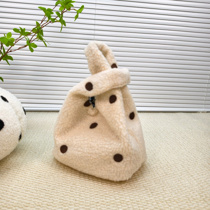 Compact Fuzzy Polka Dot Sling Bag Bowlift
