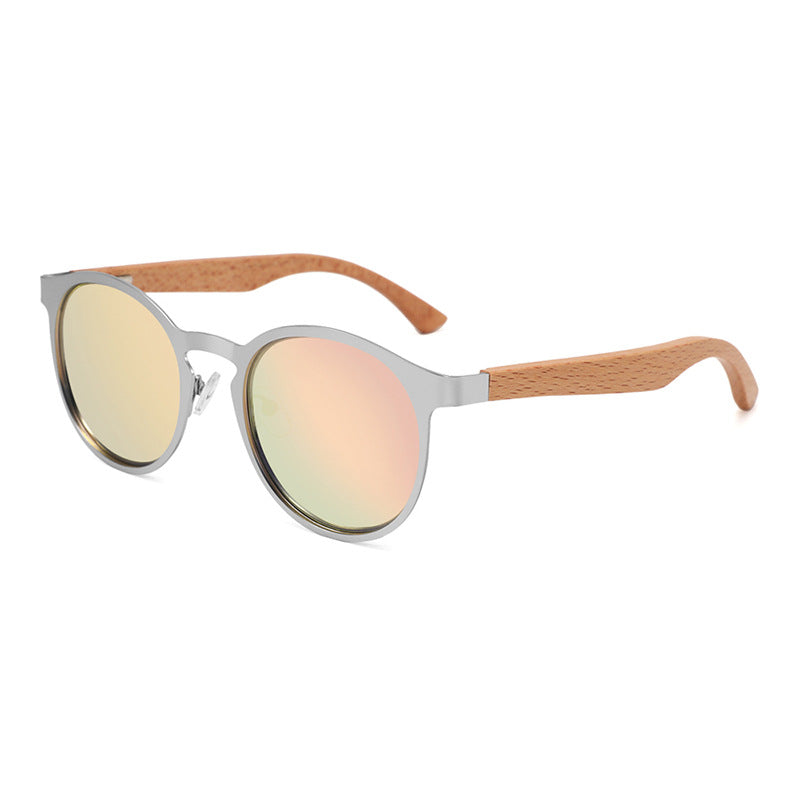 Rimless oversized cat eye polarized sunglasses with wood-effect temples Bowlift