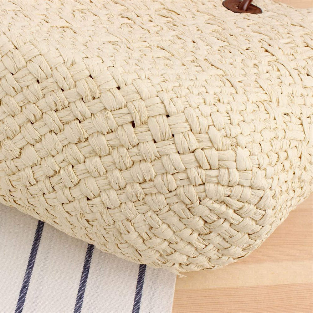 Handbag Made of Natural Weave with Leather Handles Bowlift