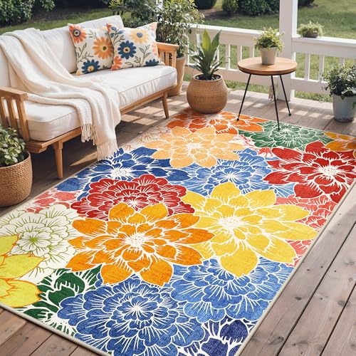 Flower motif Outdoor rug