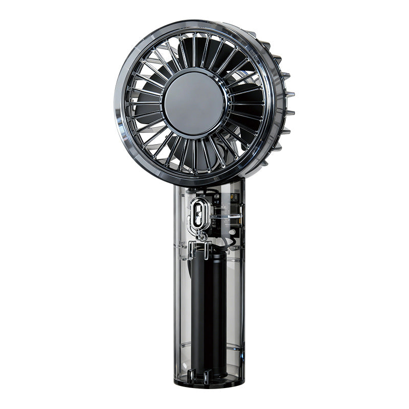 Unisex Portable High-Speed Hand Fan with Transparent Housing Construction Bowlift