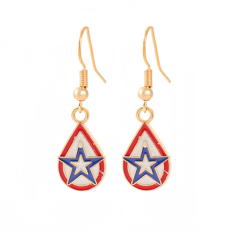 Women's nan patriotic horseshoe enamel dangle earrings with star-accented design and fishhook findings Bowlift