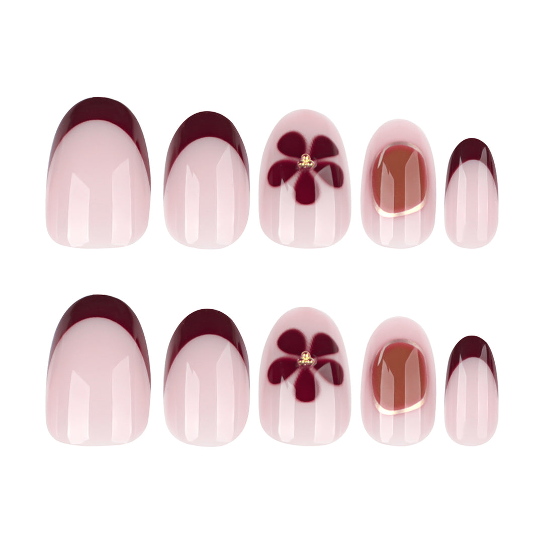 Elegant Nail Art with Floral Accents and Golden Details Bowlift
