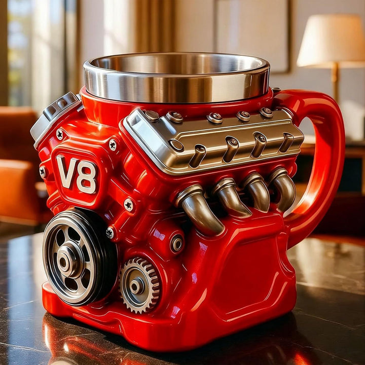 Vee Engine Novelty Ceramic and Stainless Steel Coffee Mug Bowlift