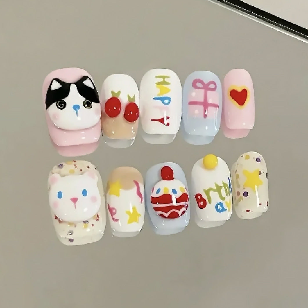 Creative Cartoon Themed Press-On Nails Bowlift