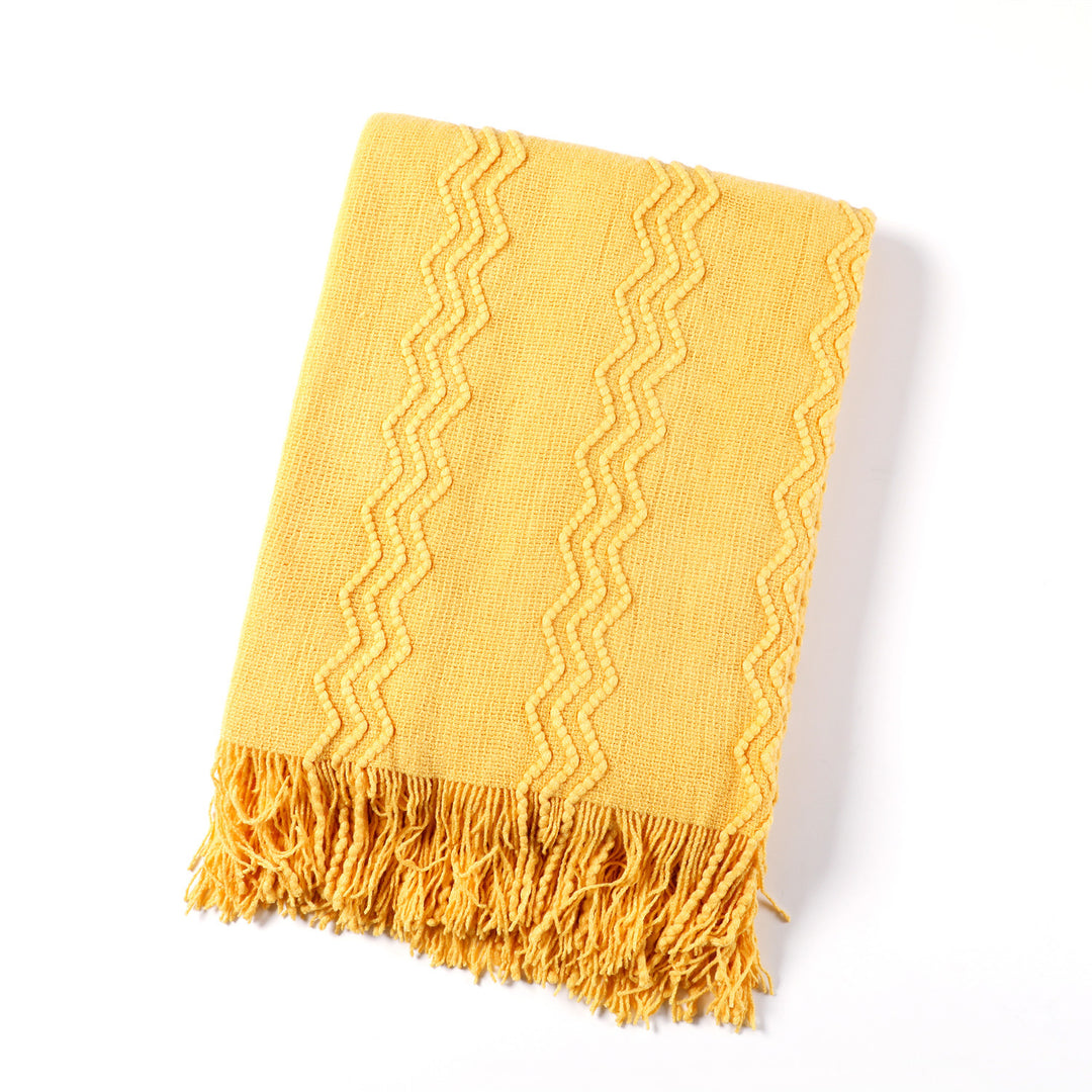 Women Comfortable Knitted Blanket with Modern Zigzag Pattern Bowlift