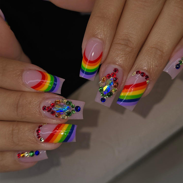 Glamorous Rainbow-Inspired Nail Art Extensions Bowlift