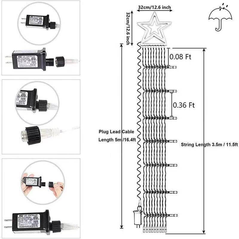 BowLift | Star Waterfall Light Christmas Meteor Lights LED String Lights