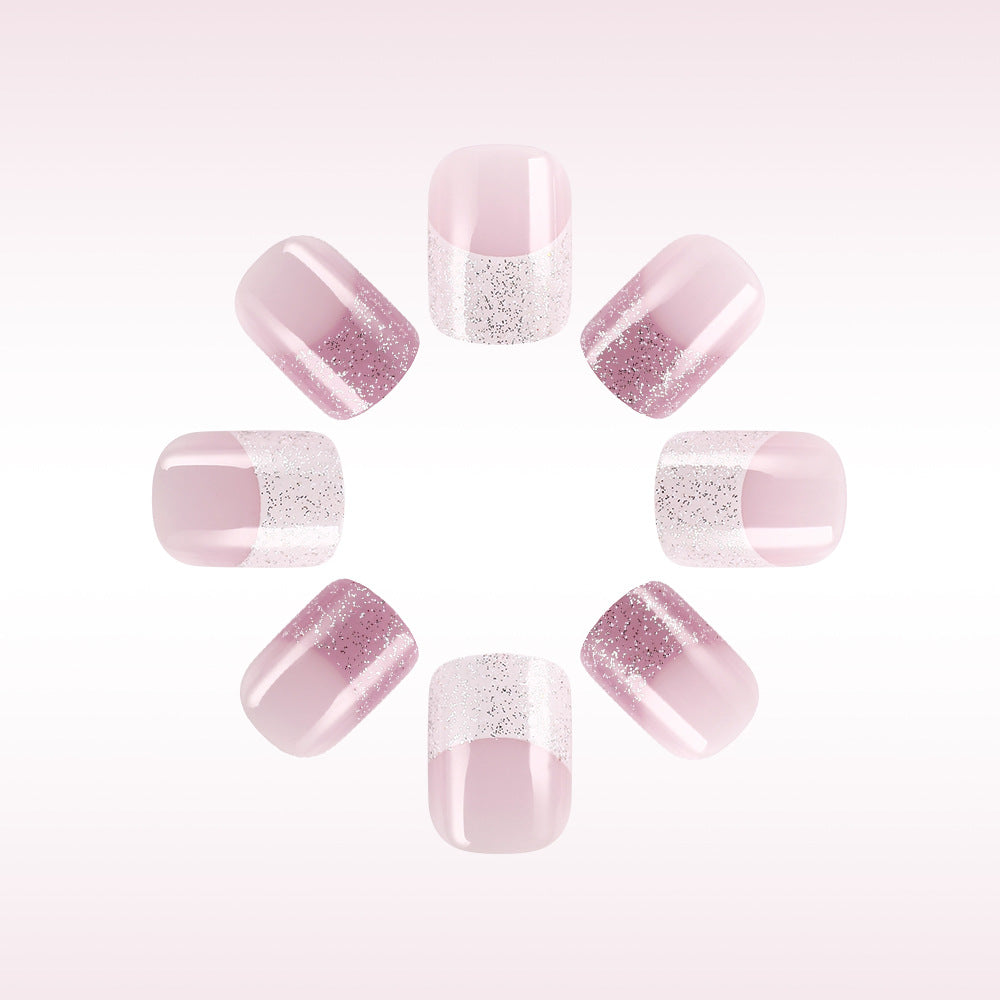 Glittery Pastel Floral Press-On Nails Bowlift
