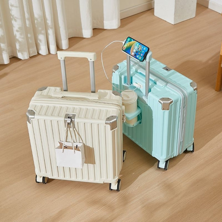 Hard-Shell Luggage With Integrated USB Port And Practical Cup Holder Bowlift