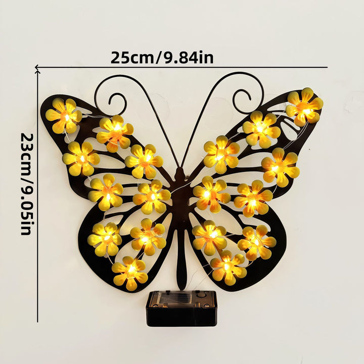 Decorative Metal Bee Wall Light With Integrated Fairy LED String And Solar Power Module Bowlift