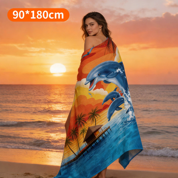 Beach towel with tropical flamingo pattern Bowlift