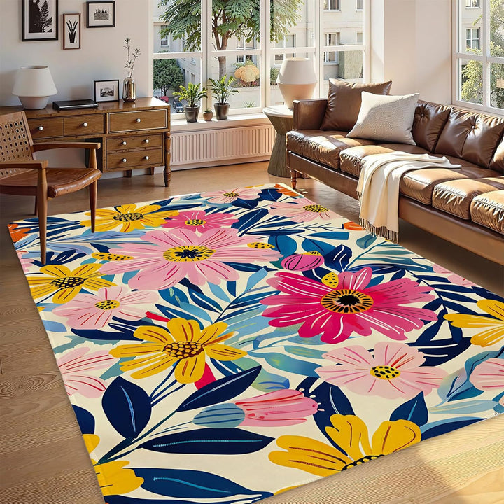 Abstract Leaf Print Area Rug