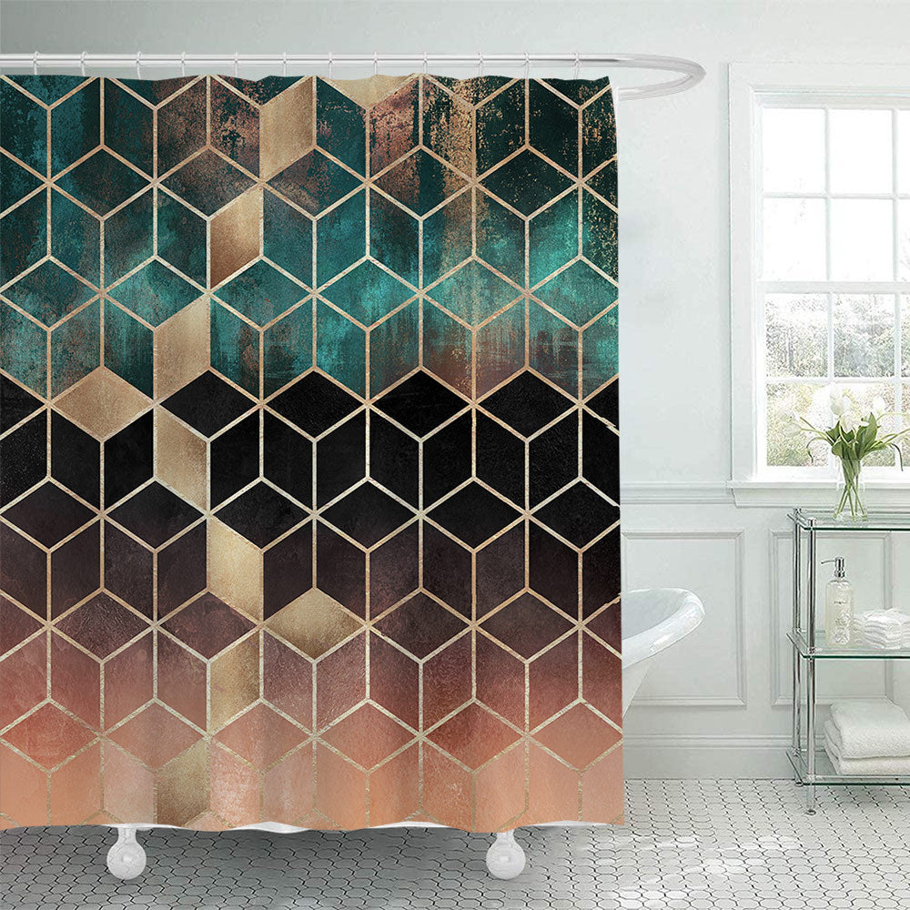 Textured Mosaic Pattern Shower Curtain Bowlift