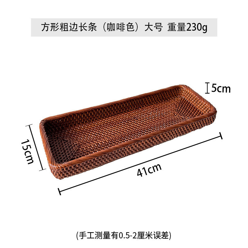 Women rectangular serving platter made of woven natural material Bowlift
