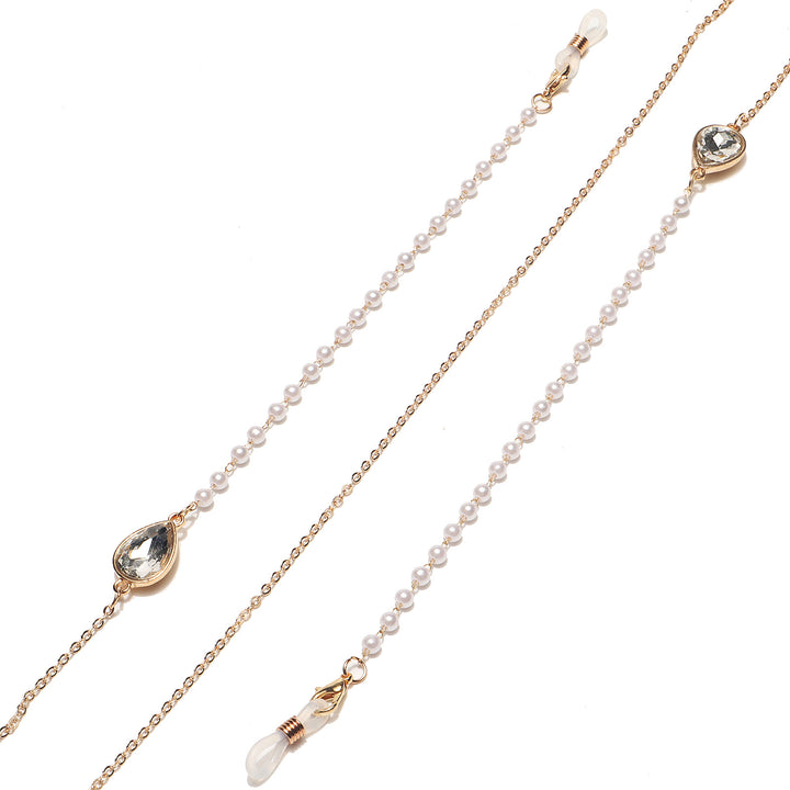 Elegant Pearl and Crystal Eyewear Chain Bowlift
