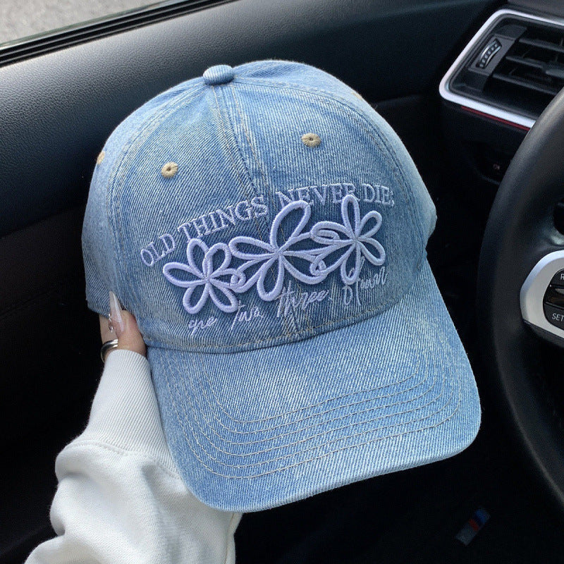 Women's Embroidered Denim Cap Bowlift