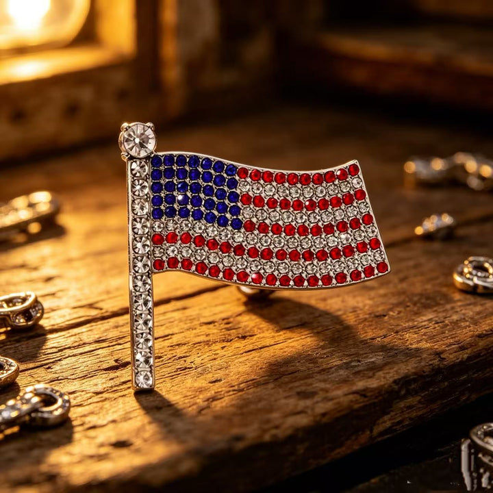 Women's Statement Earrings made of enamel with star and stripe motif and crystal embellishment Bowlift