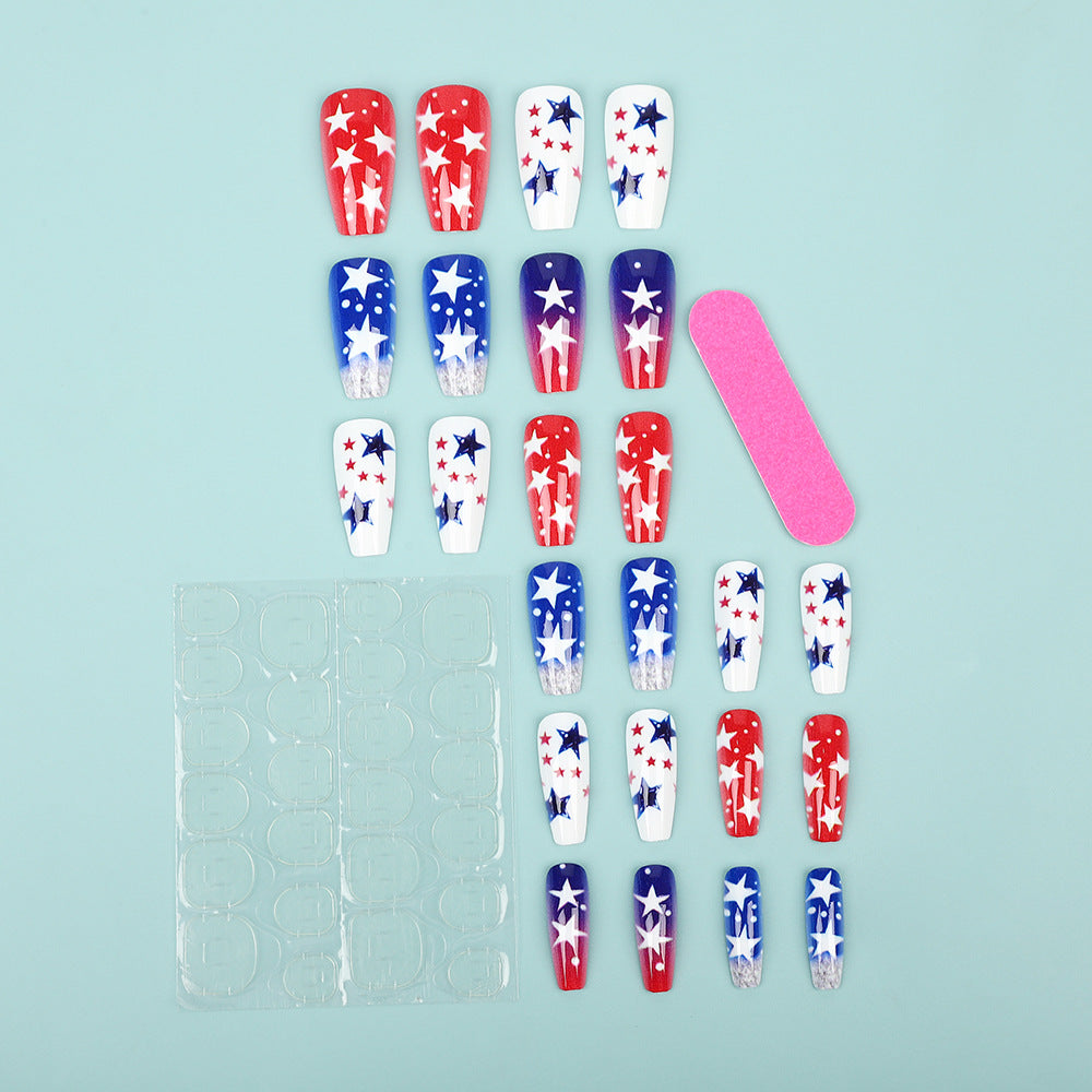 Artificial nails set with patriotic star designs Bowlift