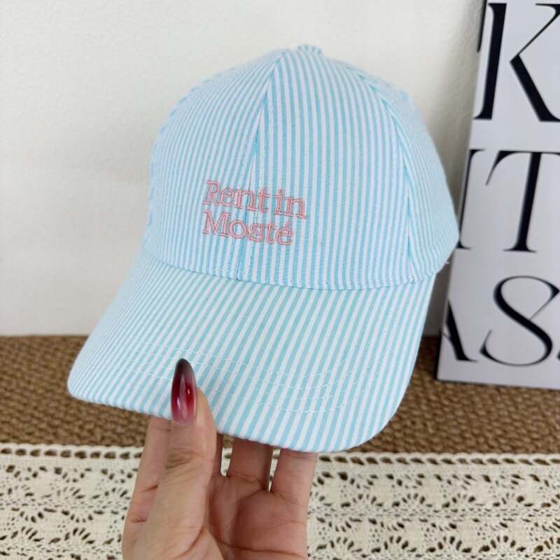 Women's Striped Embroidered Baseball Cap Bowlift