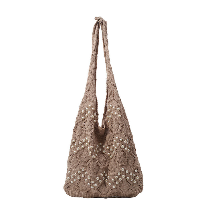 Handcrafted Embellished Knit Tote Bag