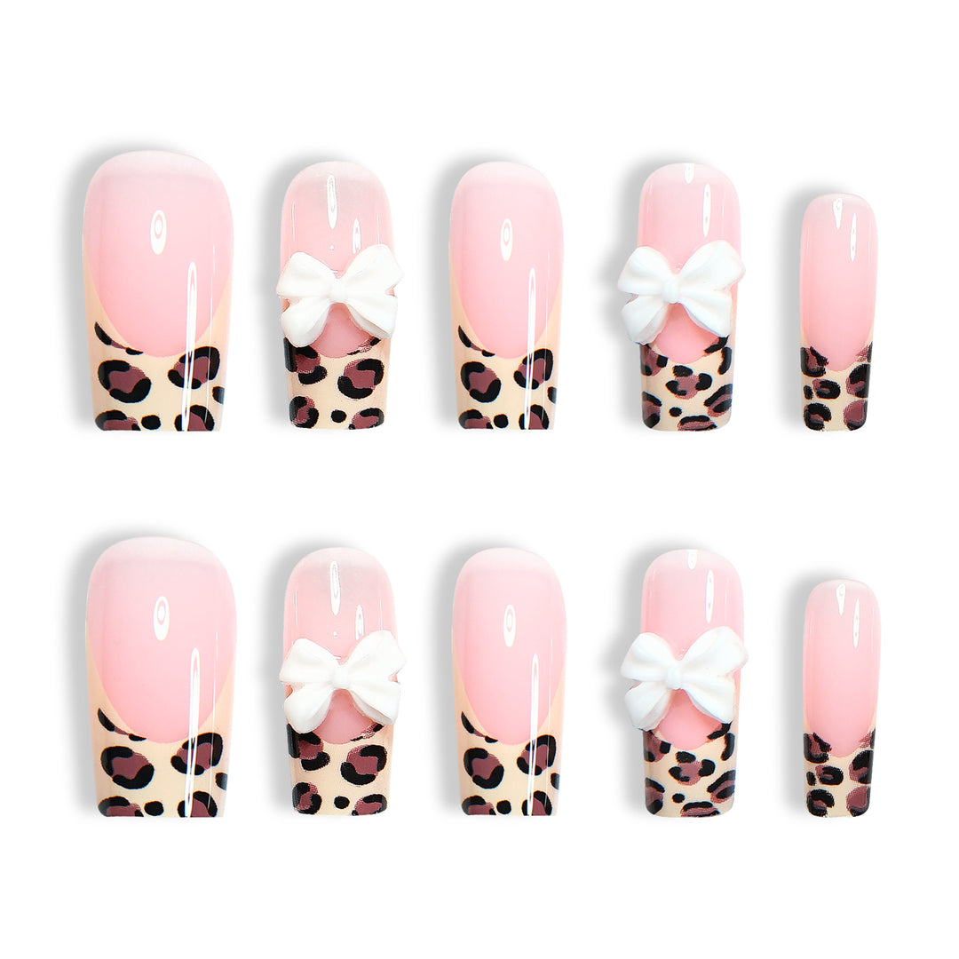 Artistic Leopard Print Press-On Nail Design Bowlift