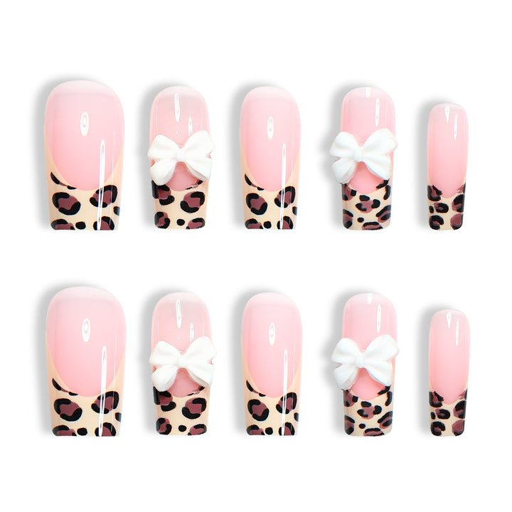 Artistic Leopard Print Press-On Nail Design Bowlift