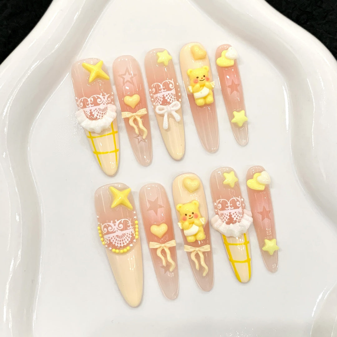 Whimsical 3D Nail Art Press-On Set Bowlift