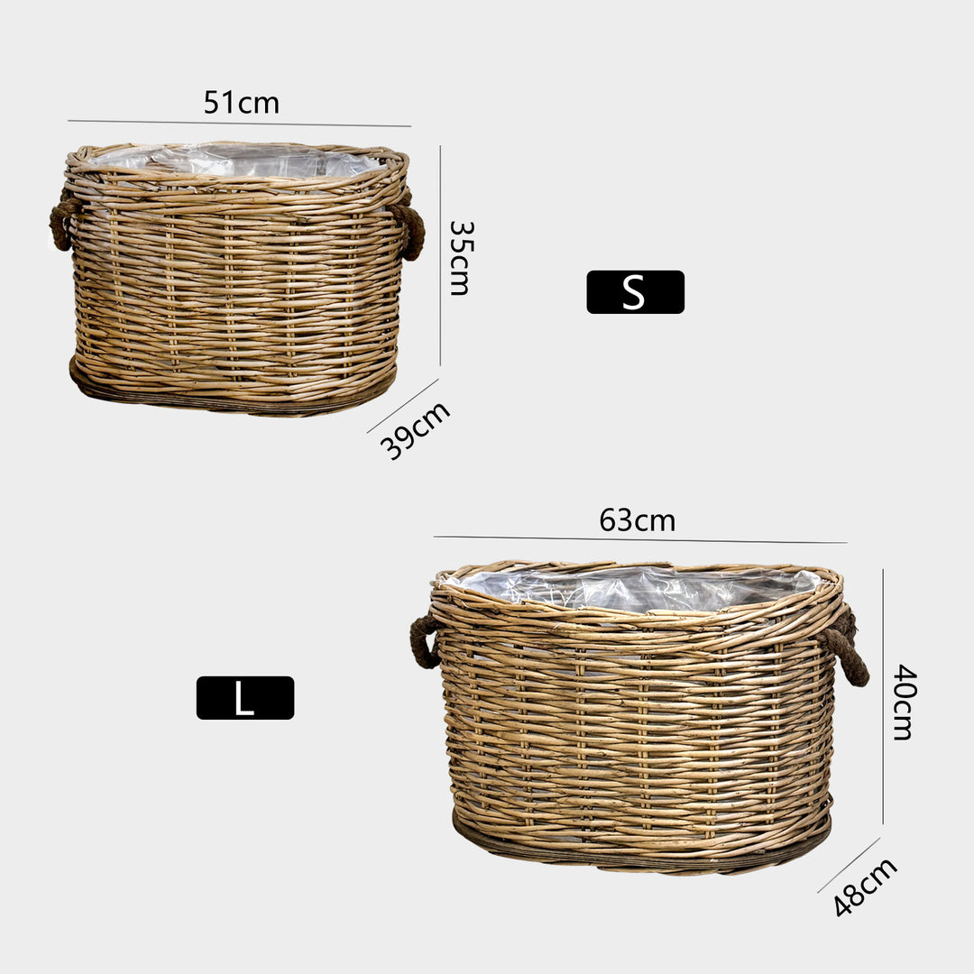 Handwoven storage basket with carrying handles Bowlift