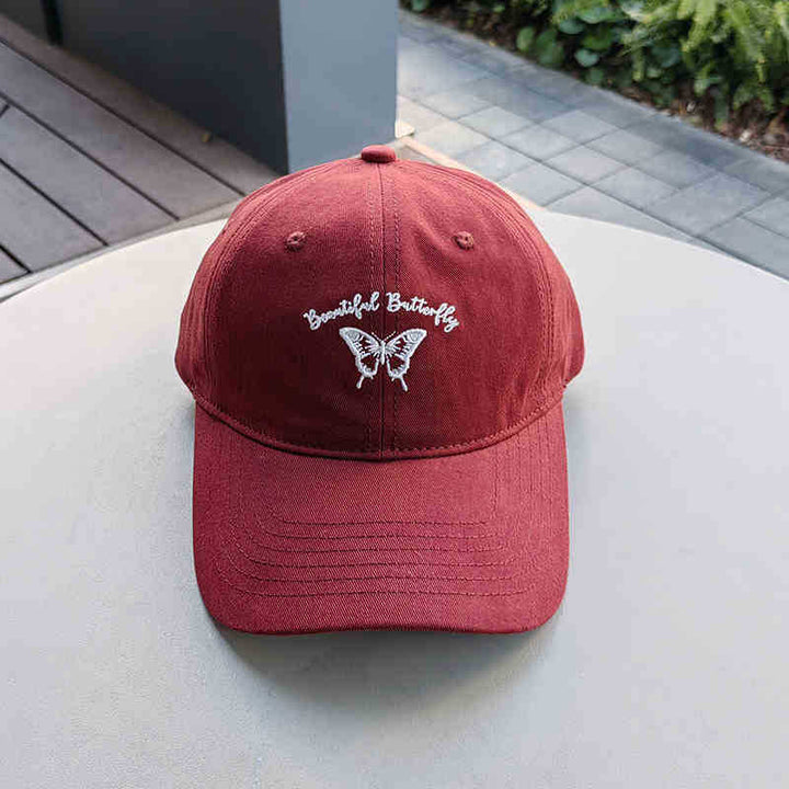 Women's Embroidered Butterfly Cap Bowlift