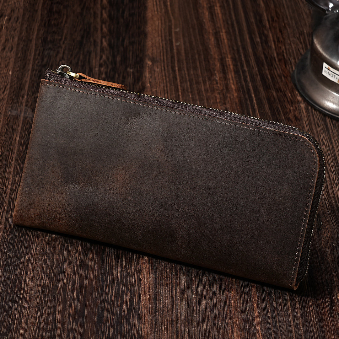 Premium Leather Zippered Travel Wallet