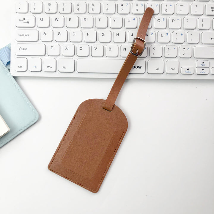 Premium Leather Luggage Tag with Adjustable Strap and ID Window Bowlift