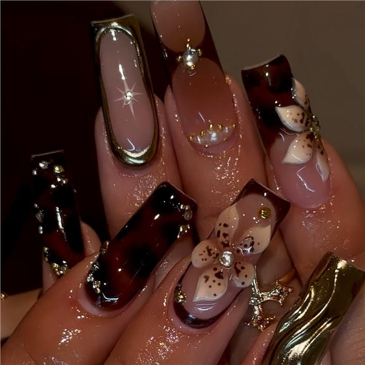 Artistic Floral Gel Nail Enhancements Bowlift