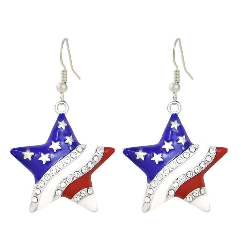 Women nan enamel horseshoe earrings with star motif and fishhook closure Bowlift