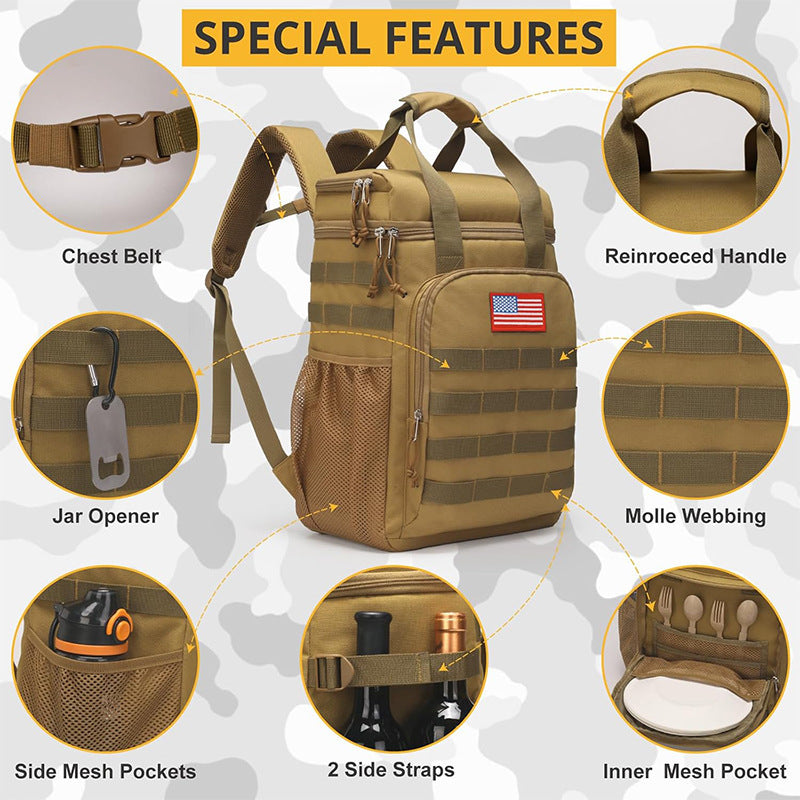 Insulated cooler backpack with multiple compartments Bowlift