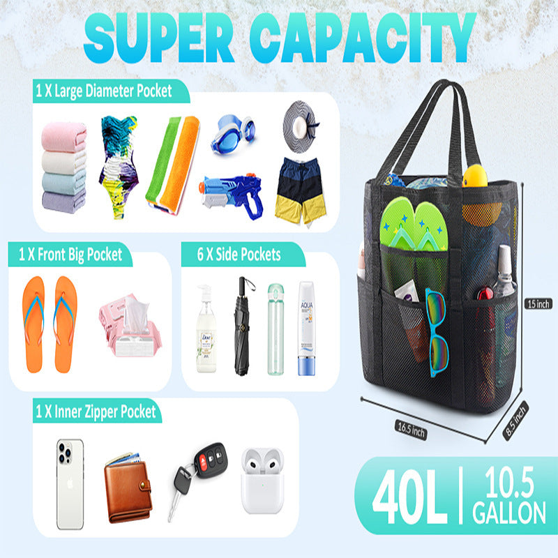 Practical Beach Tote Bag Made of Breathable Mesh Material Bowlift