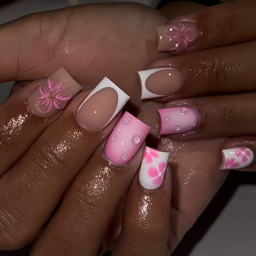 Artistic Floral Nail Art Extensions Bowlift