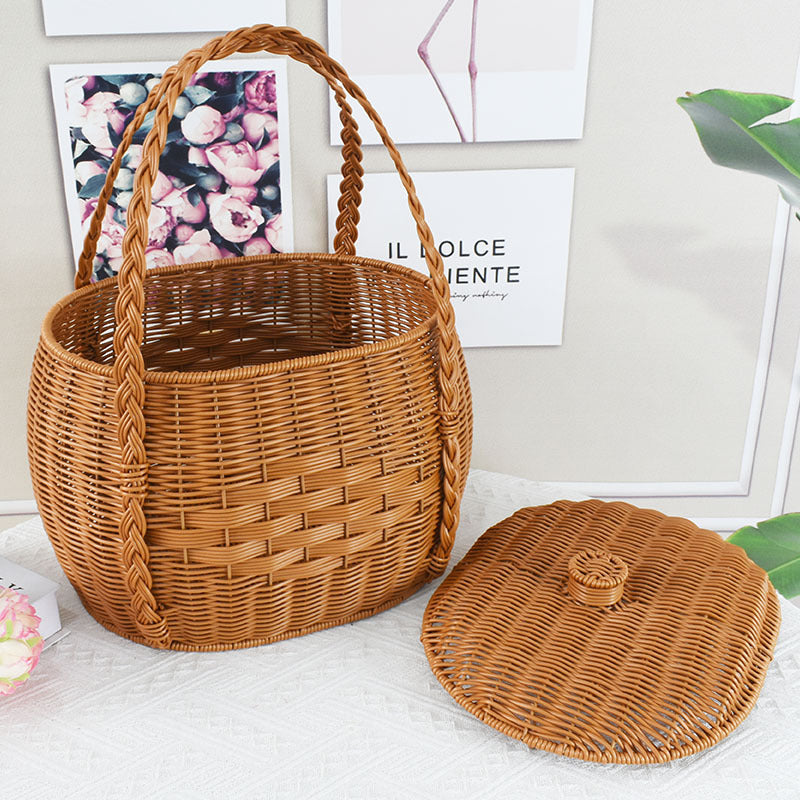 Handcrafted Wicker Storage Basket Bowlift