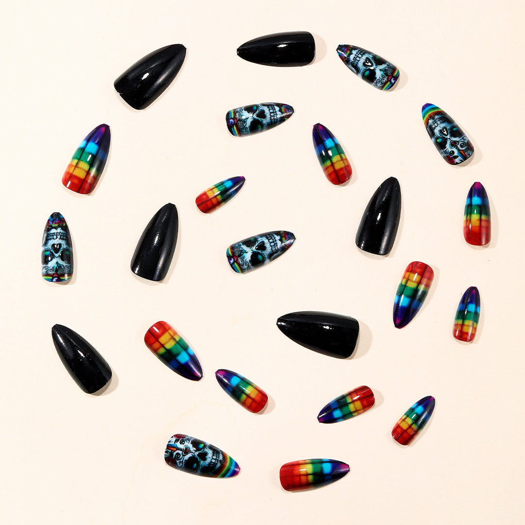 Artistic Skull-Design Nail Art Extensions Bowlift