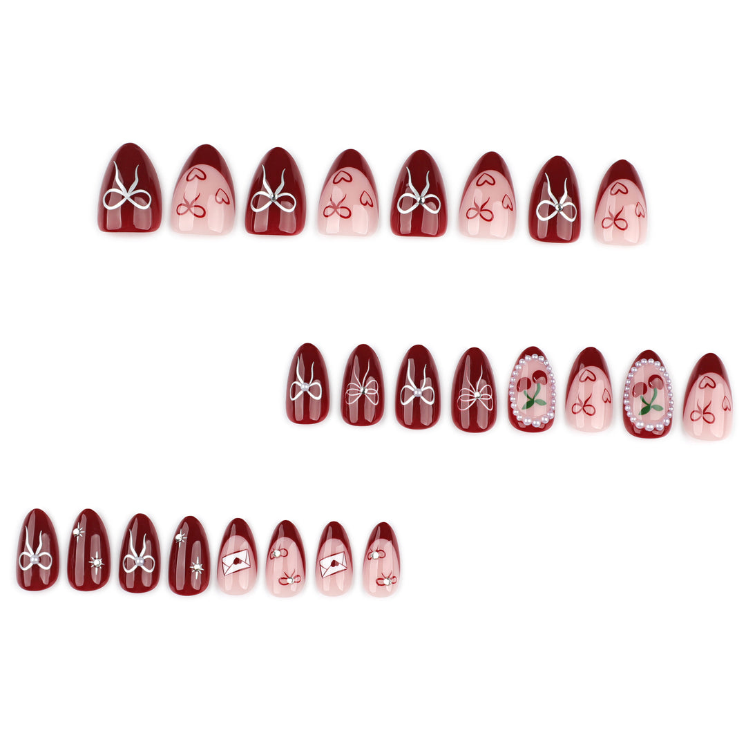Artful nail designs with bow and rose motif Bowlift