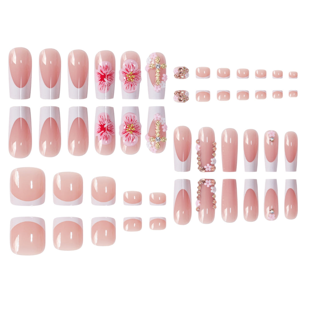 Floral Accent Press-On Nail Art Set Bowlift