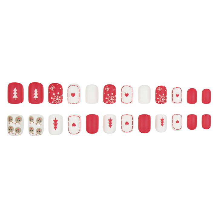 Festive Holiday-Themed Press-On Nail Art Set Bowlift