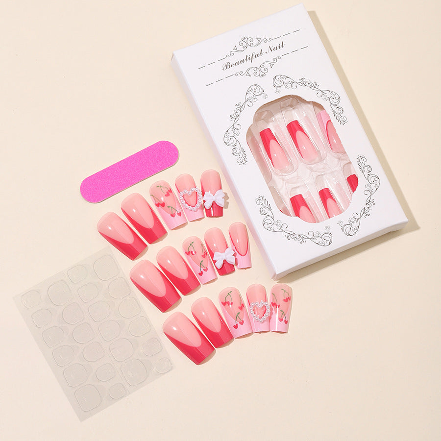 Artificial nail set with romantic floral designs Bowlift