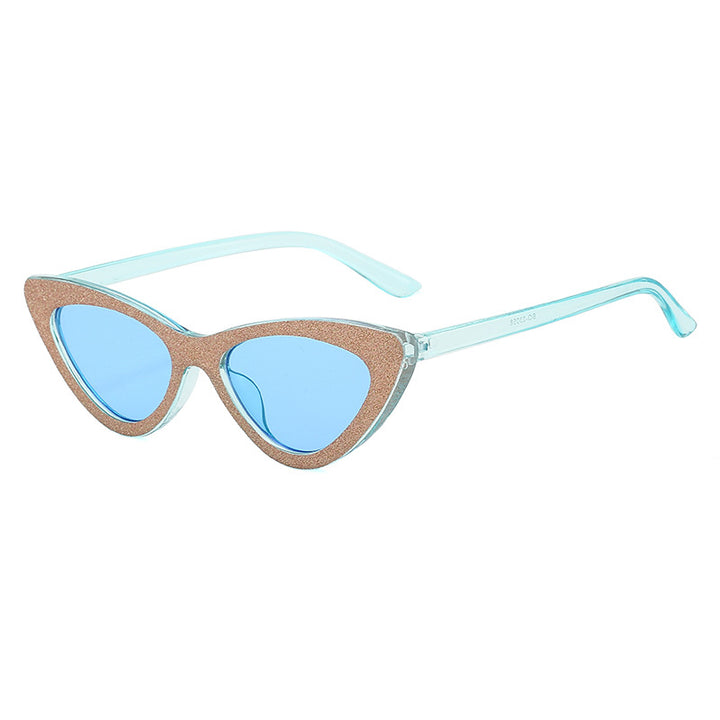 Ladies Cat-Eye Sunglasses with Glamorous Glitter Frame Bowlift