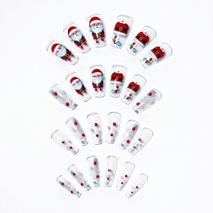Artificial nails in festive Christmas design Bowlift