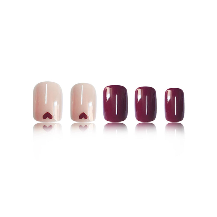 Artistic Heart-Design Press-On Nail Art Bowlift