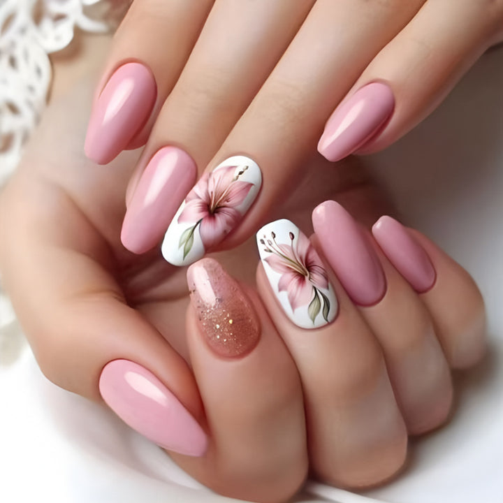 Floral Design Press-On Nail Art Set Bowlift