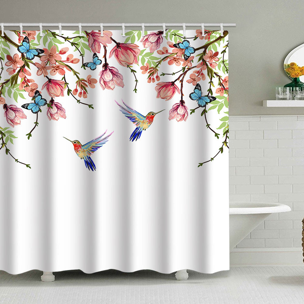 Artistic Nature-Themed Shower Curtain Bowlift